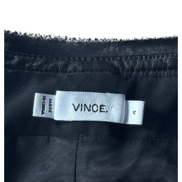 Vince Women’s Sz 4 Grey Tweed Boucle Button Jacket with Black Leather Trim - Picture 5 of 11